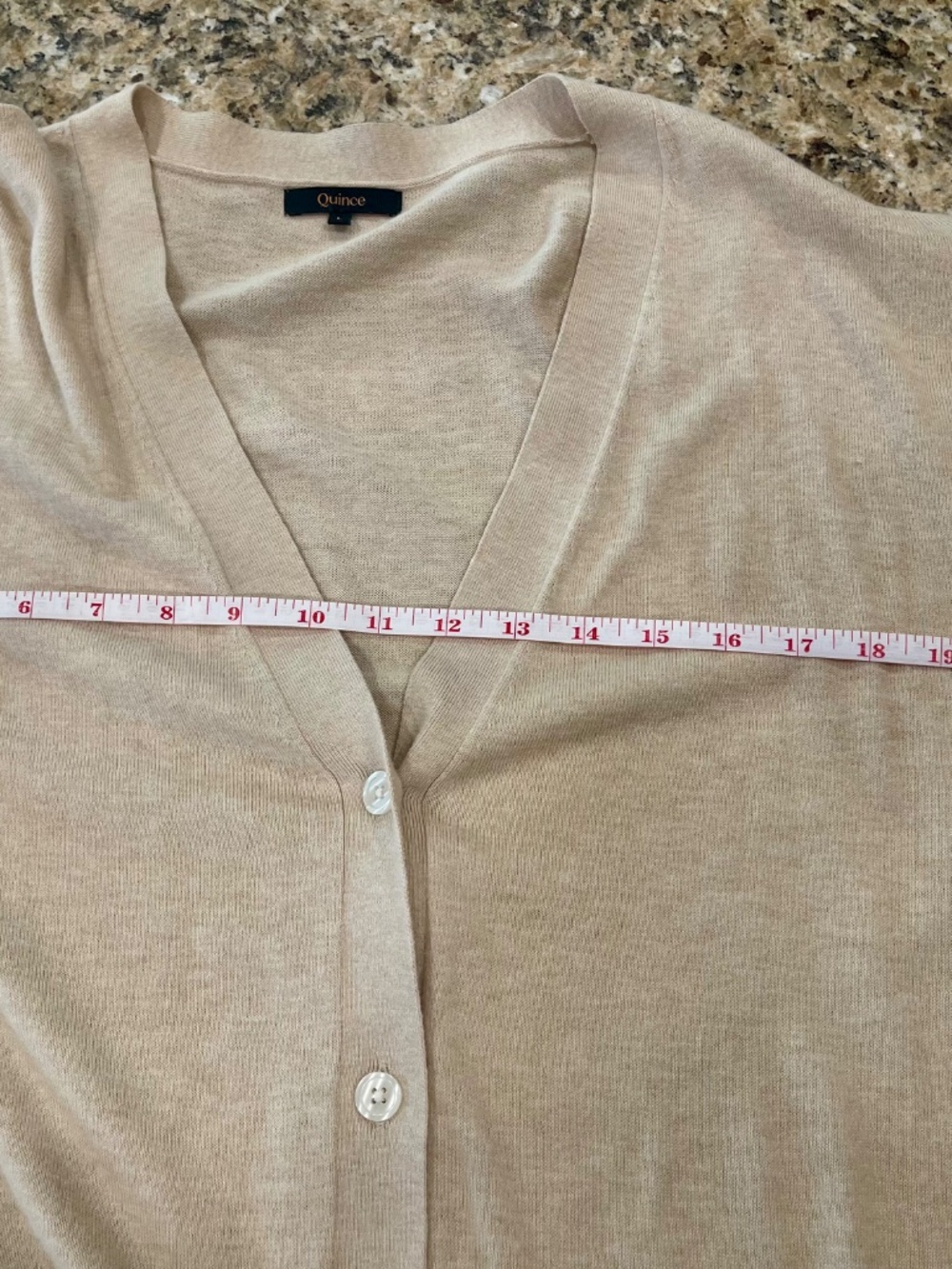 Quince Lightweight Cotton Cashmere Cardigan Button V-Neck Heather Oatmeal L - Picture 6 of 8